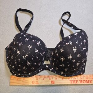 Victoria's Secret Bra 34DDD Black Floral Lined Demi Body By Victoria Underwire